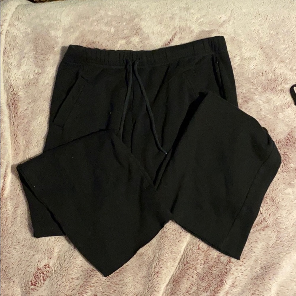 Sweatpants from pink Victoria’s Secret all black.